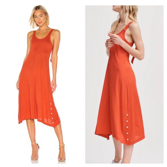 Rag & Bone Allegra Scoop-Neck Tank Midi Dress Size XS Coral Crepe Jersey - Picture 1 of 13